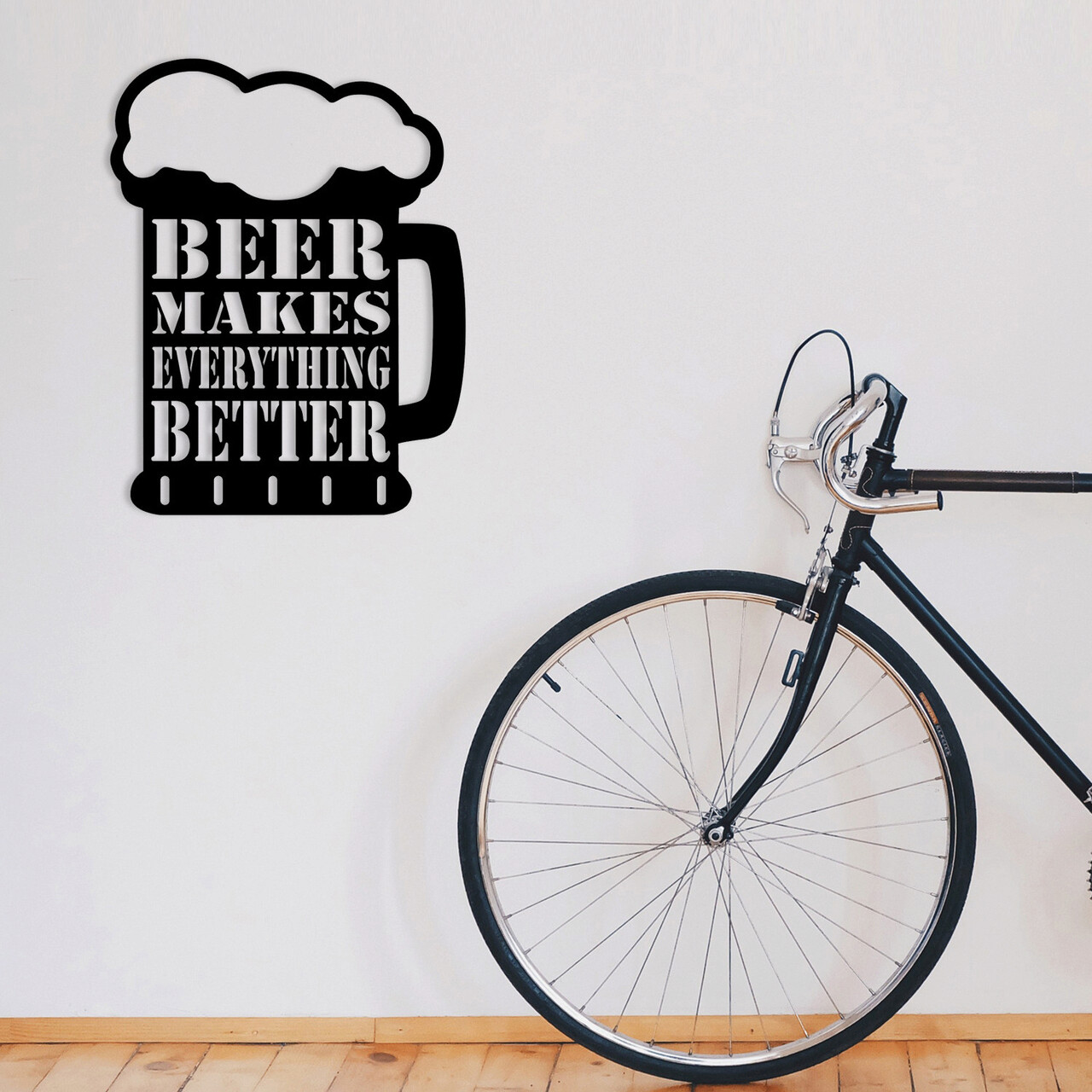 Decoratiune de perete, Beer Metal Decor, metal, 35 x 45 cm, negru - imagine 7